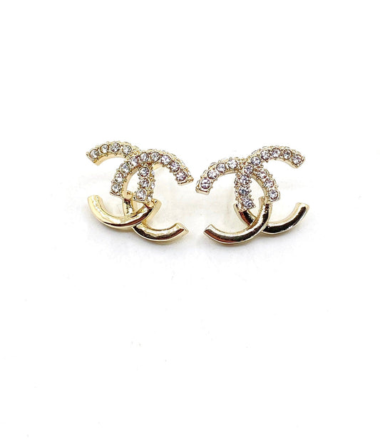 18K Chanel Half Diamond Earrings