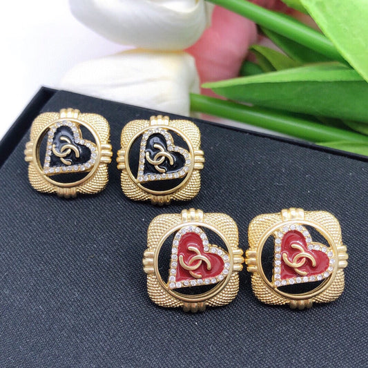 18K Chanel Heart Vintage Earrings