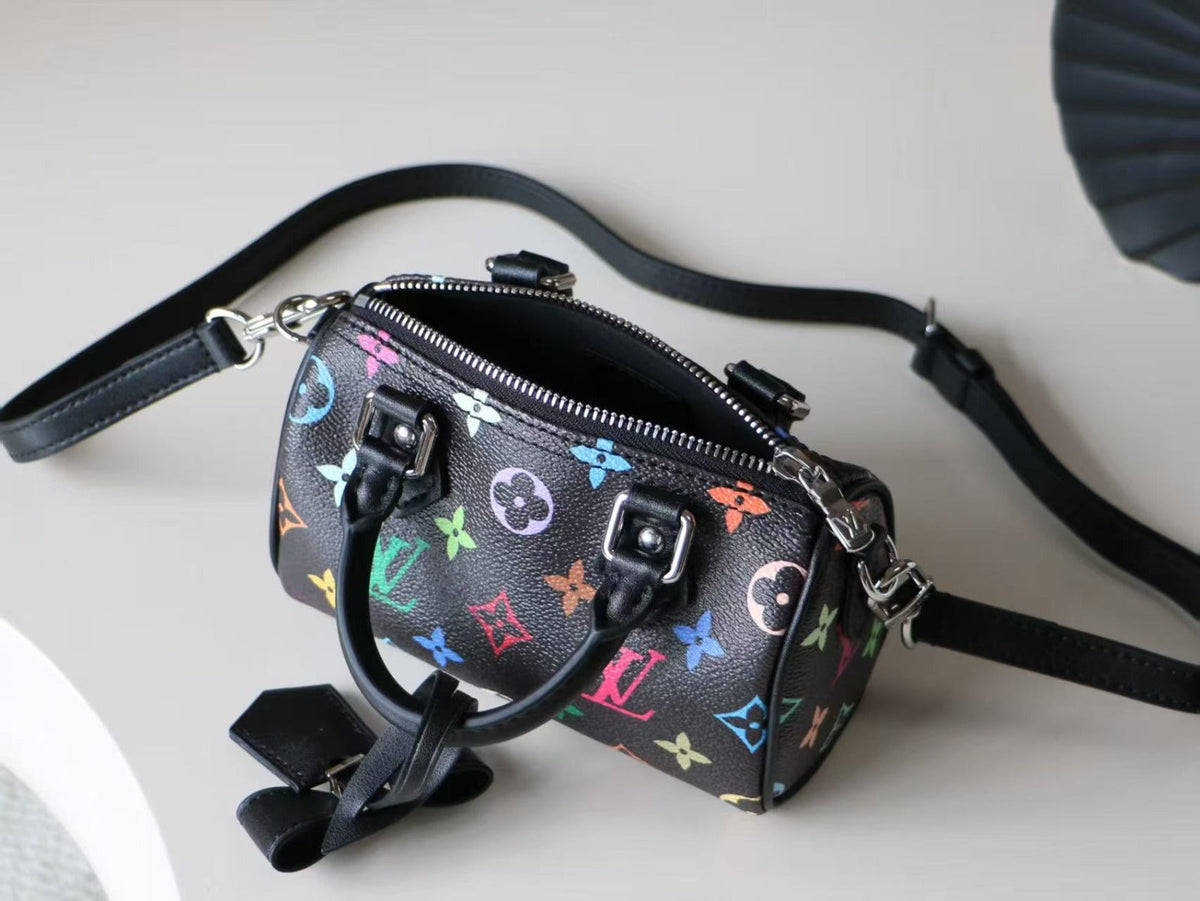 LV x Takashi Murakami Nano Speedy Black Multicolored