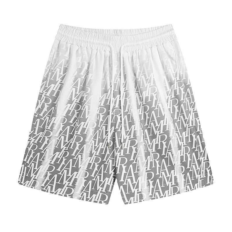 AMRI logo-print gradient silk shorts