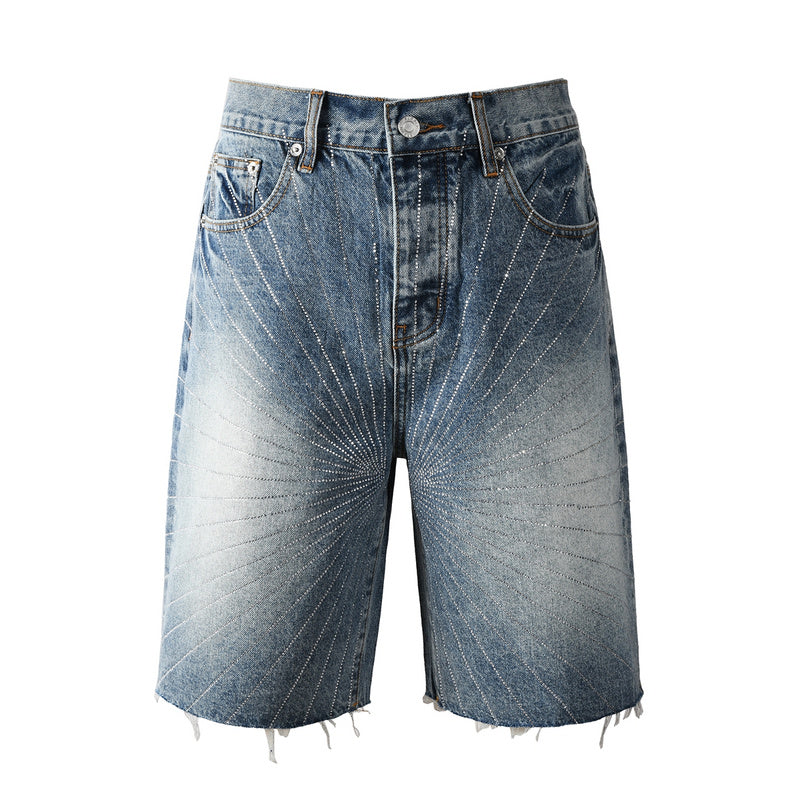 Purple Brand Crystal Diamond Denim Shorts #5100