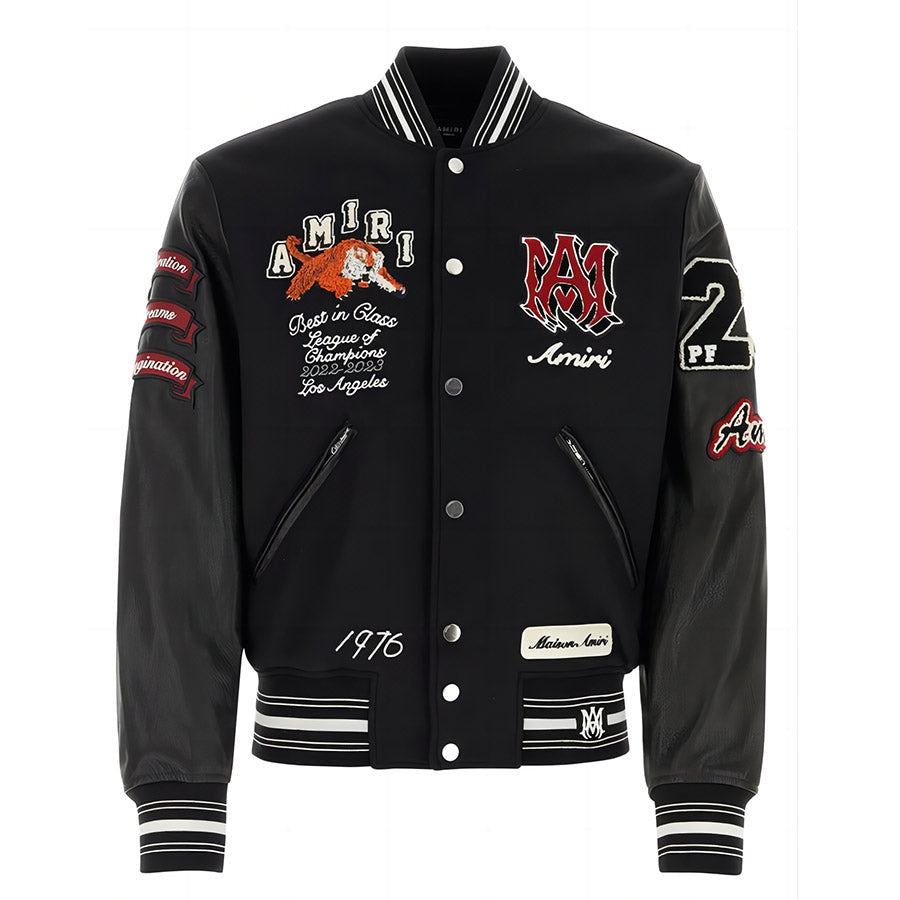 AMRI Varsity Vintage Patch Bomber Jacket