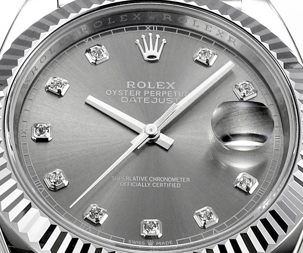 Rhodium Gray & Diamond 41MM Watch