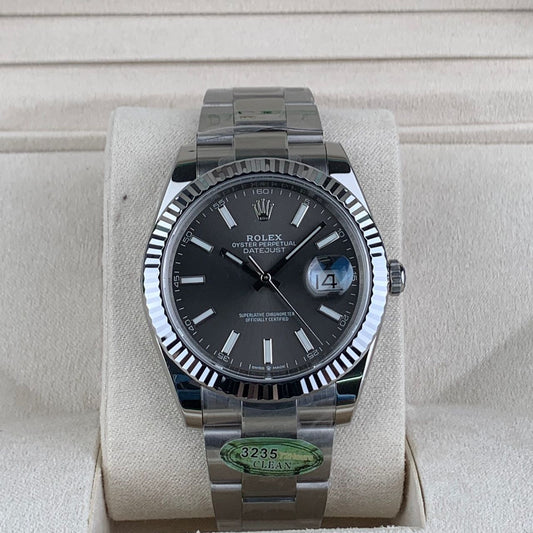 Rhodium Gray & Stainless Steel 41MM Watch
