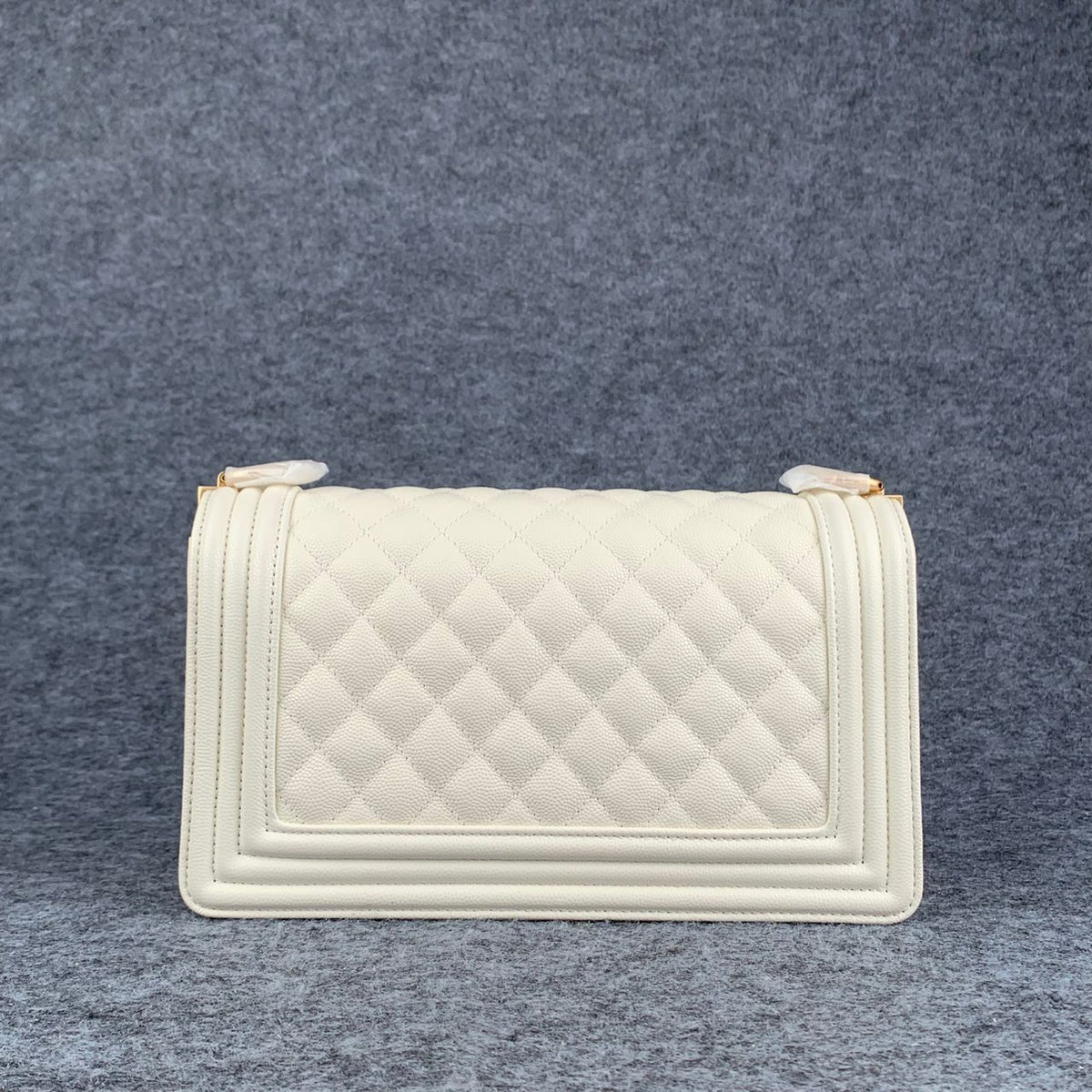 Chanel Boy Old Medium Flap Bag Off White Caviar Leather