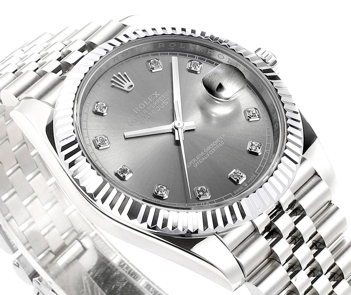 Rhodium Gray & Diamond 41MM Watch
