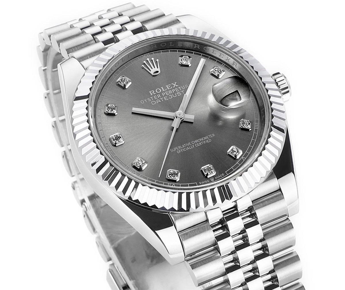 Rhodium Gray & Diamond 41MM Watch
