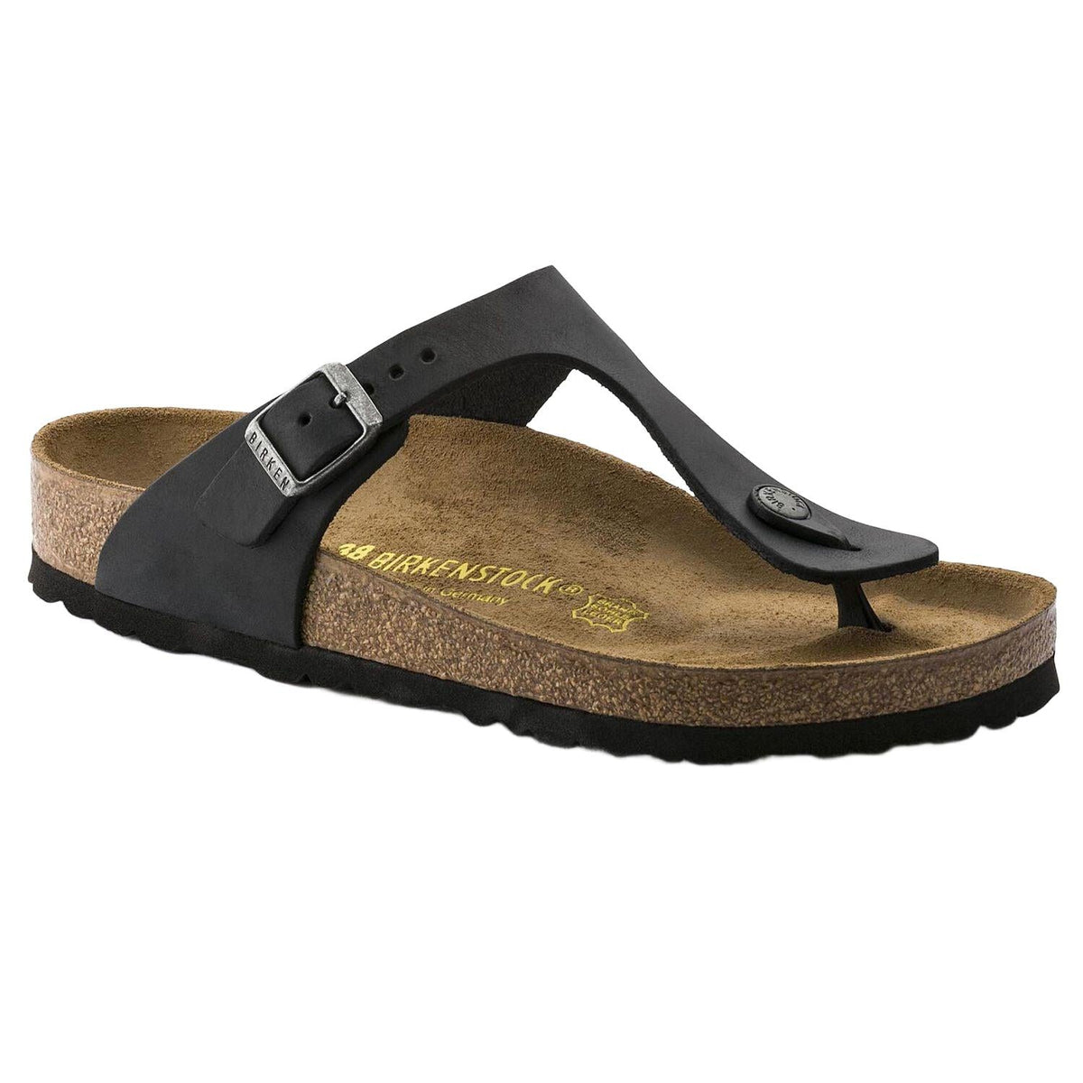Birkenstock Gizeh Oiled Leather Sandal in Black