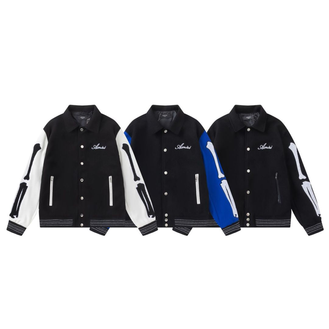 AMRI bone embroidered baseball jacket