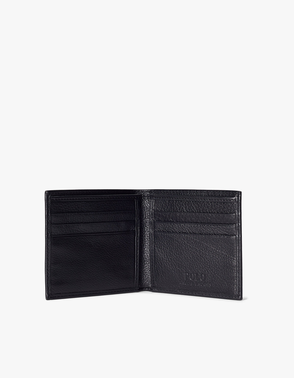 Pebbled Leather Billfold Wallet - Black