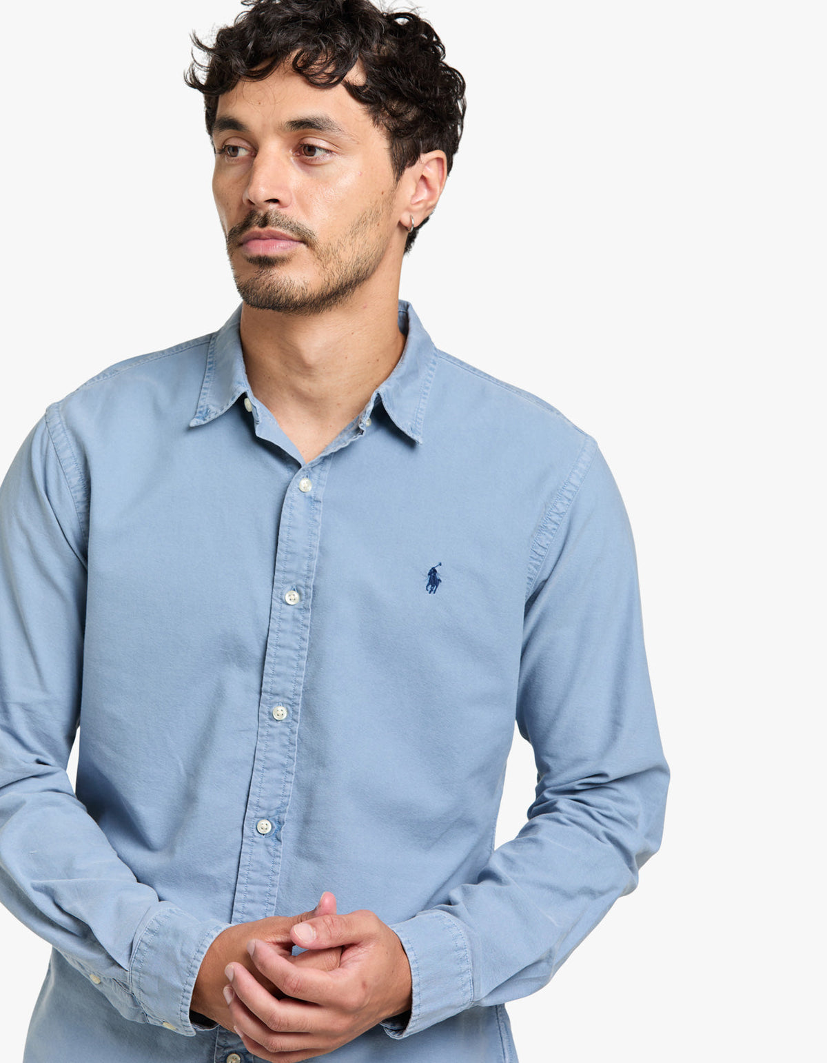 Custom Fit Long Sleeve Sport Shirt - Channel Blue