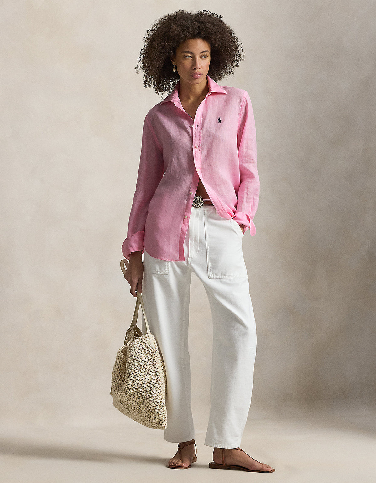 Classic Fit Linen Shirt - Carmel Pink