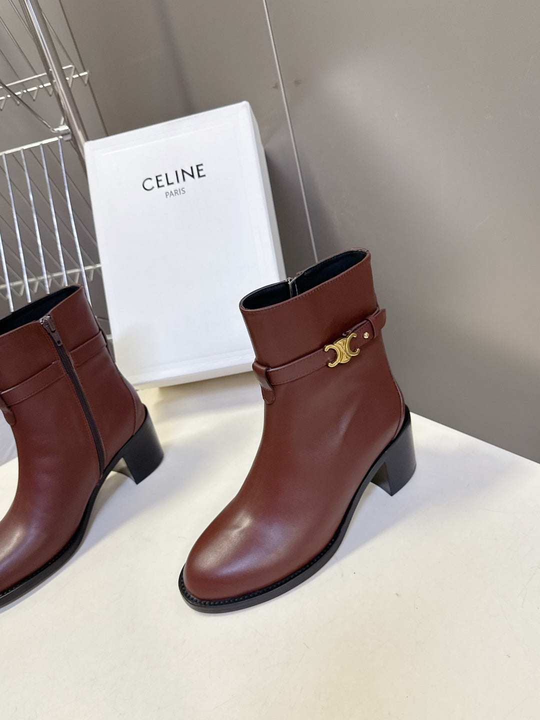Celine Retro Triomphe Chunky Heel Ankle Boots – Autumn/Winter