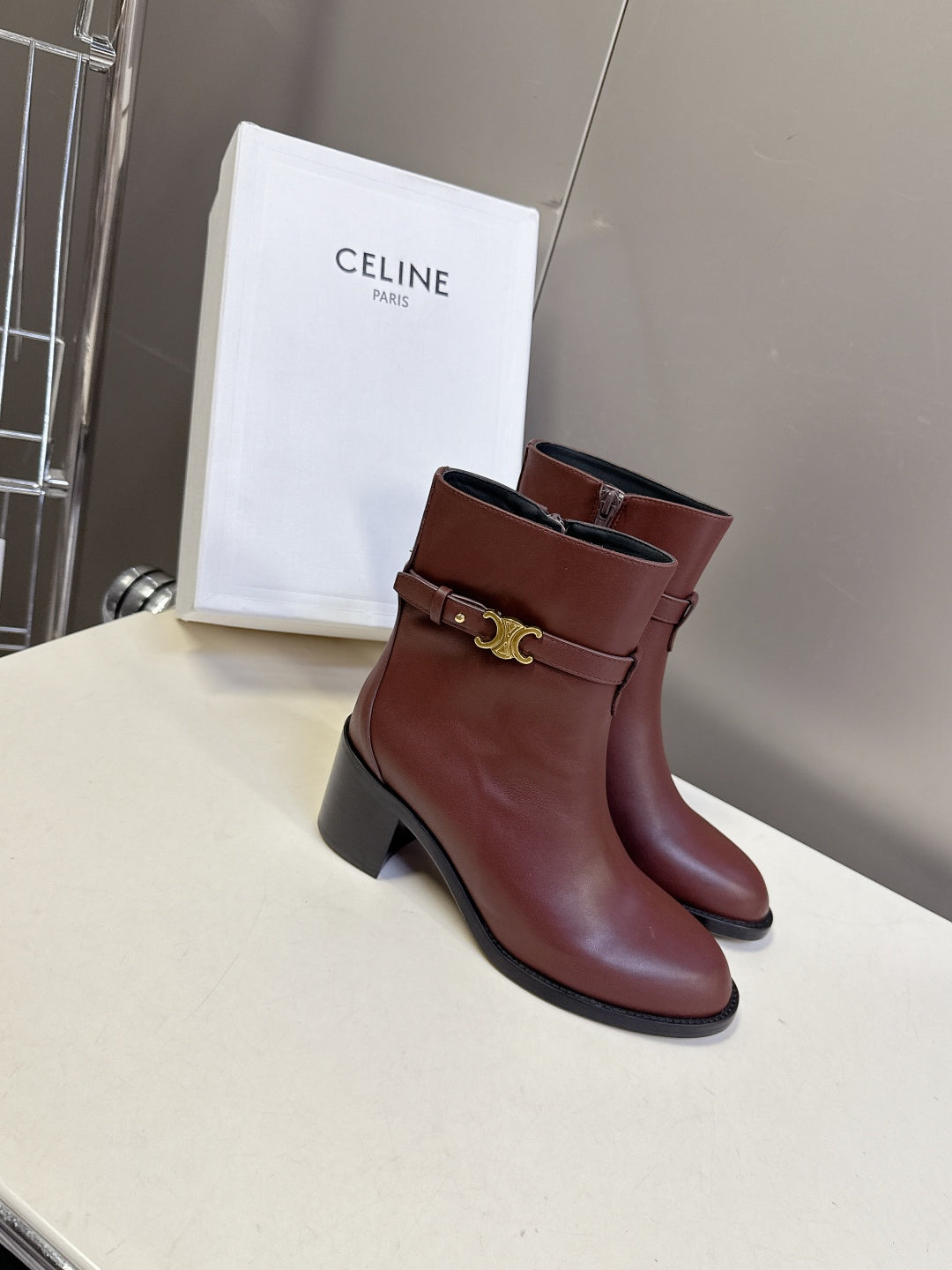 Celine Retro Triomphe Chunky Heel Ankle Boots – Autumn/Winter