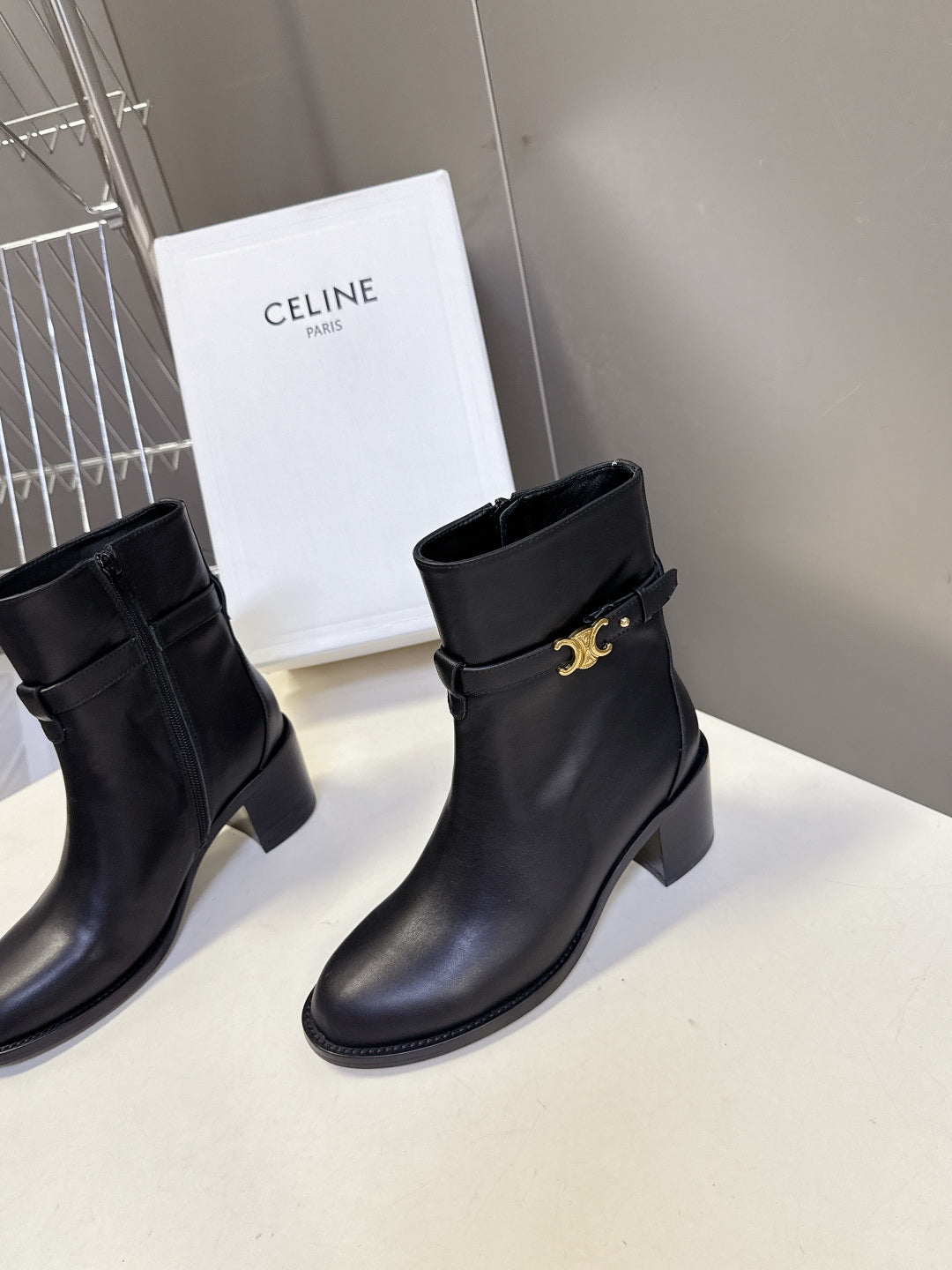 Celine Retro Triomphe Chunky Heel Ankle Boots – Autumn/Winter