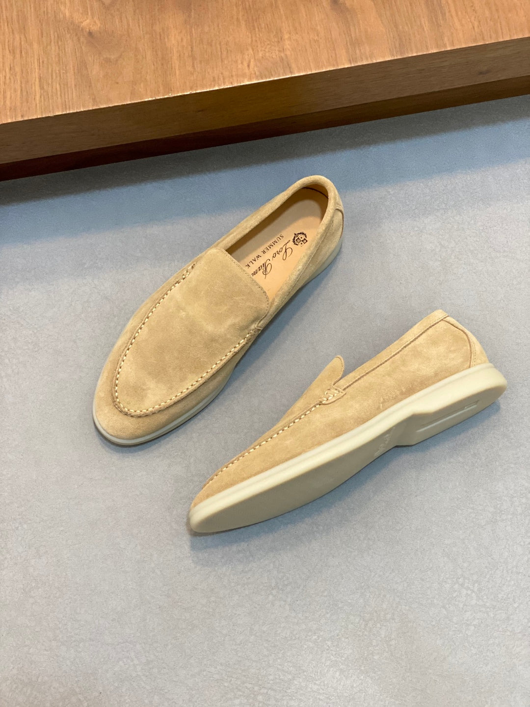 Loro Piana Suede Leather Slip-On Loafers