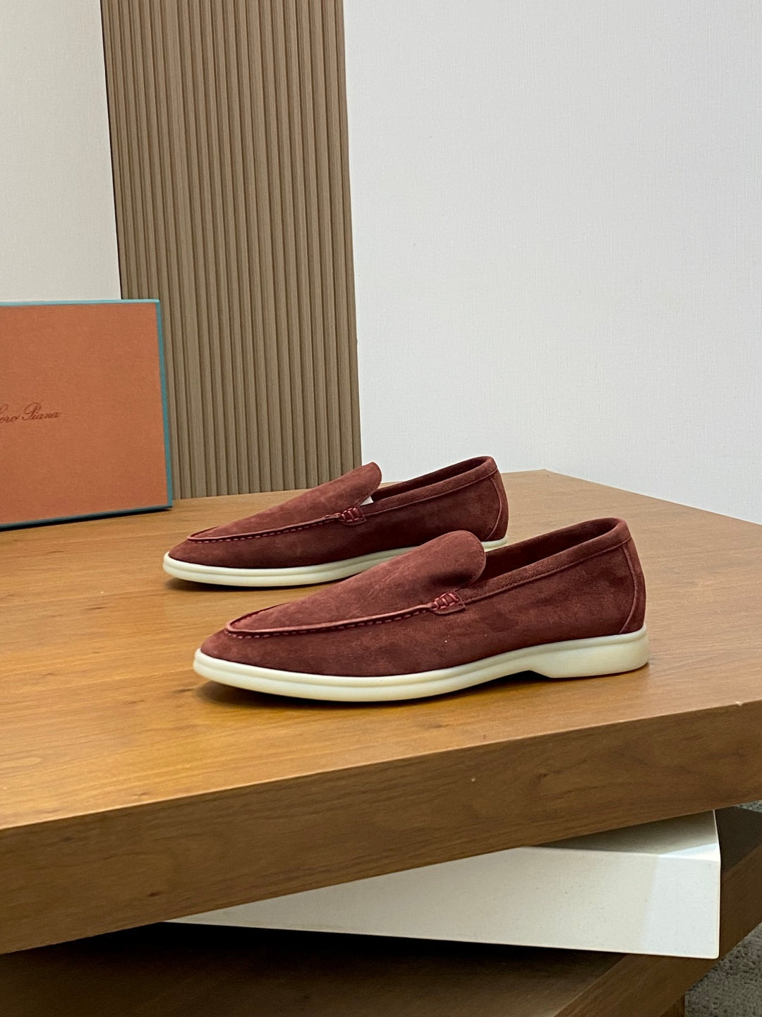 Loro Piana Suede Leather Slip-On Loafers