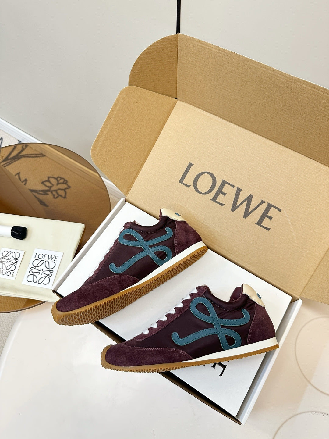 Loewe Ballet Runner 2.0 Burgundy Sneakers