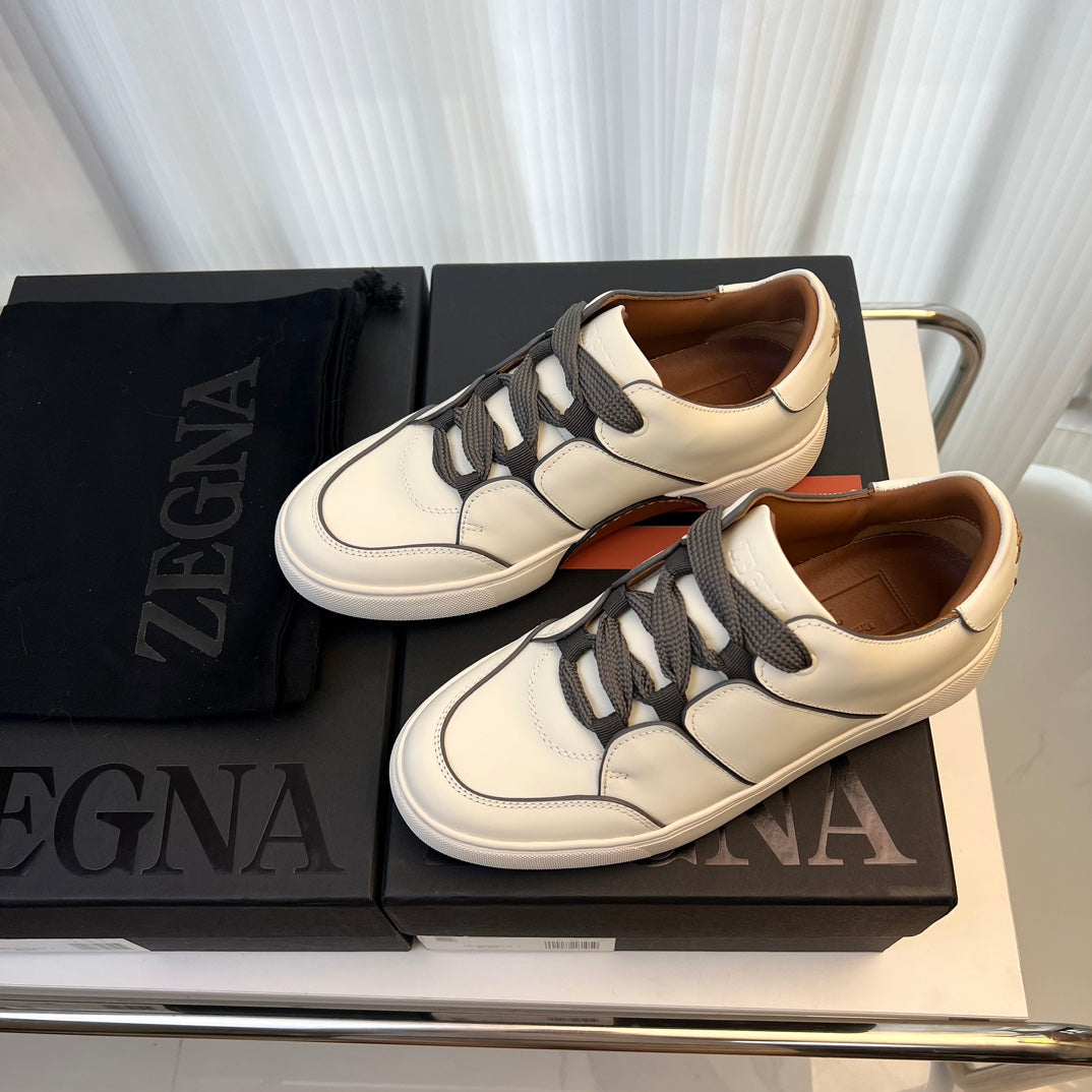 Zegna TIZIANO Calfskin Low-Top Sneakers
