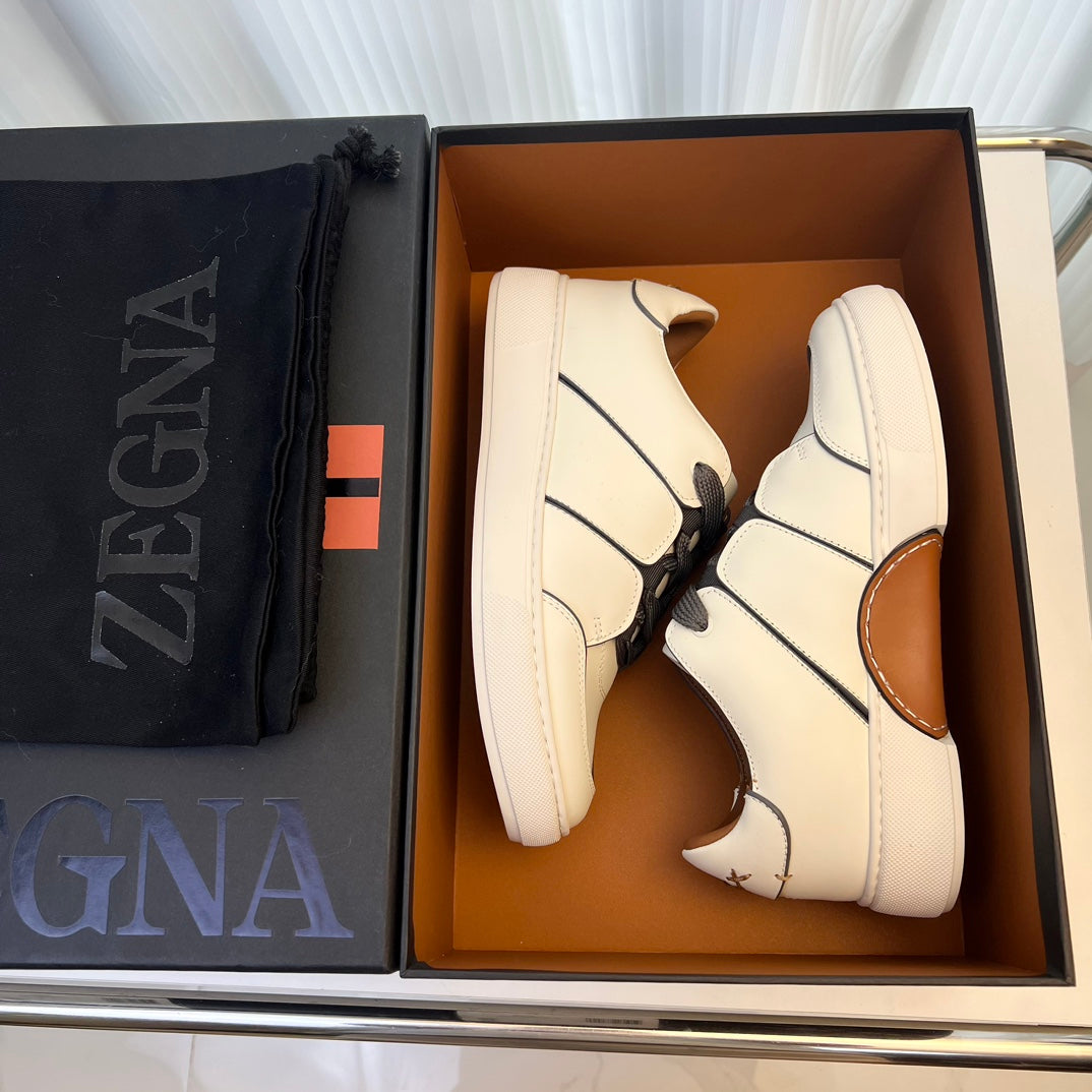 Zegna TIZIANO Calfskin Low-Top Sneakers