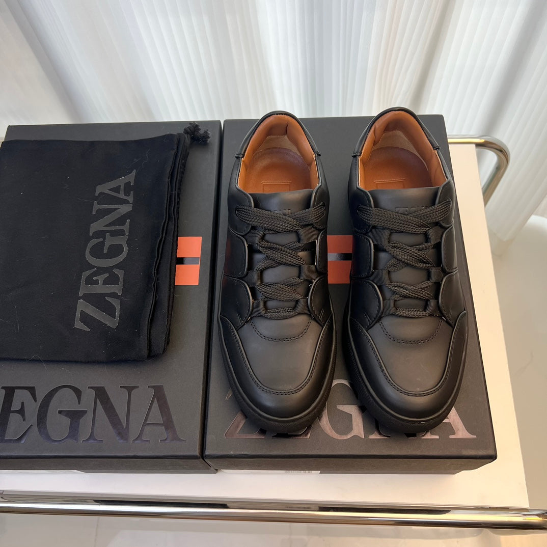 Zegna TIZIANO Calfskin Low-Top Sneakers