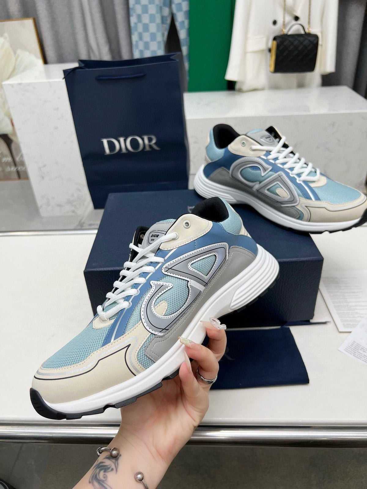Dior B30 Unisex Mesh and Leather Sneakers