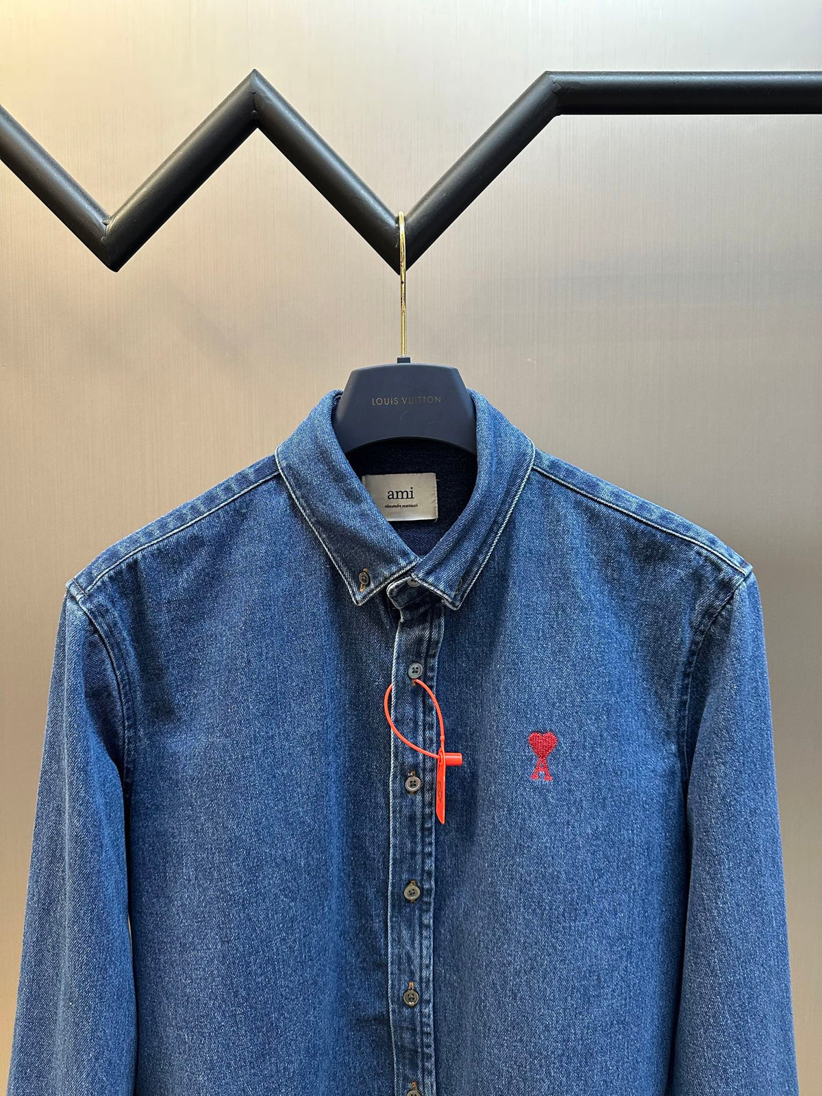 Ami Paris Denim Shirt Jacket with Ami De Coeur Patch
