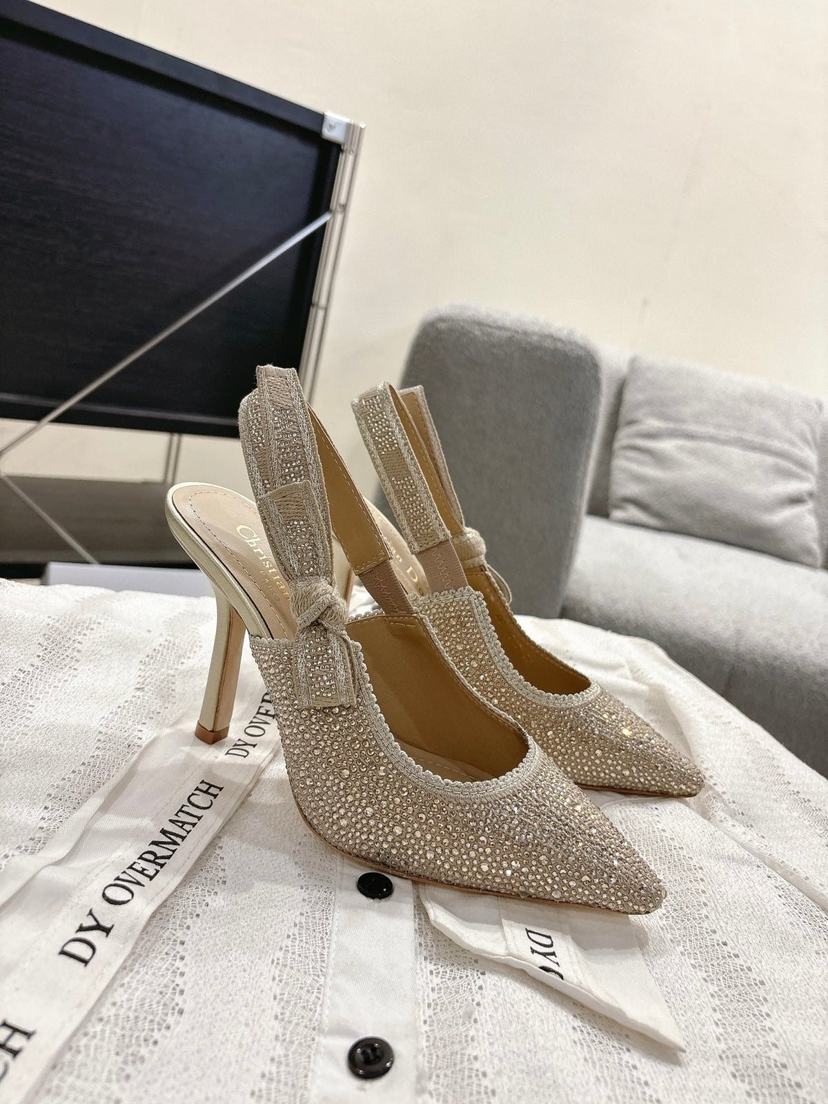 Dior J'Adior Embroidered Strap Kitten Heel Sandals