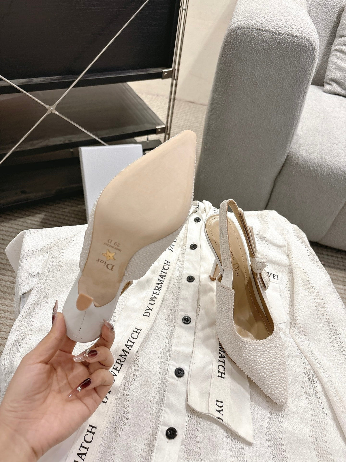Dior J'Adior Embroidered Strap Kitten Heel Sandals