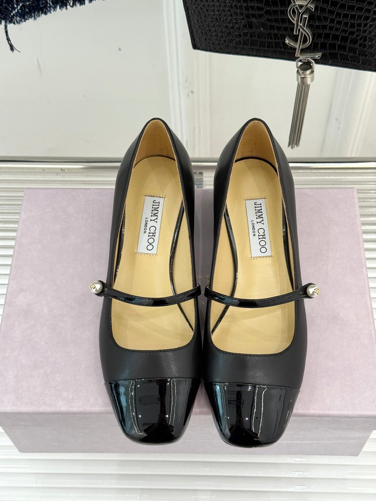 Jimmy Choo Color-block Pearl Mary Jane Heels – 25FW