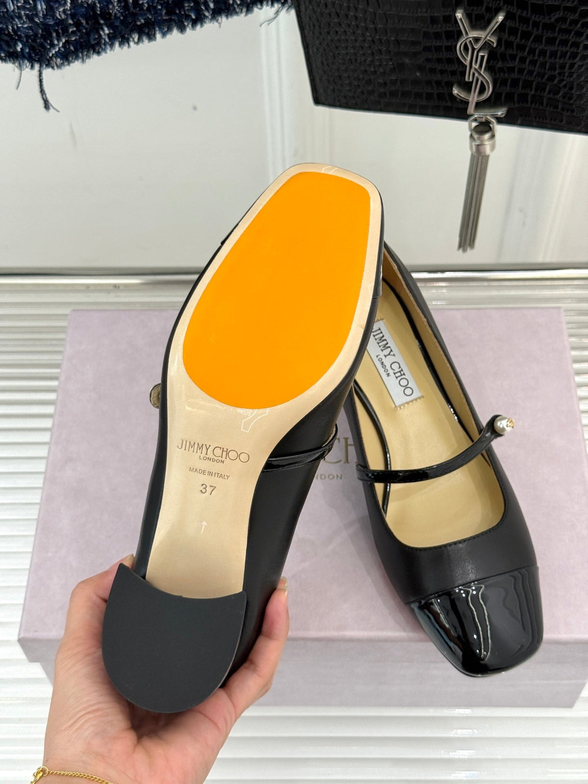 Jimmy Choo Color-block Pearl Mary Jane Heels – 25FW