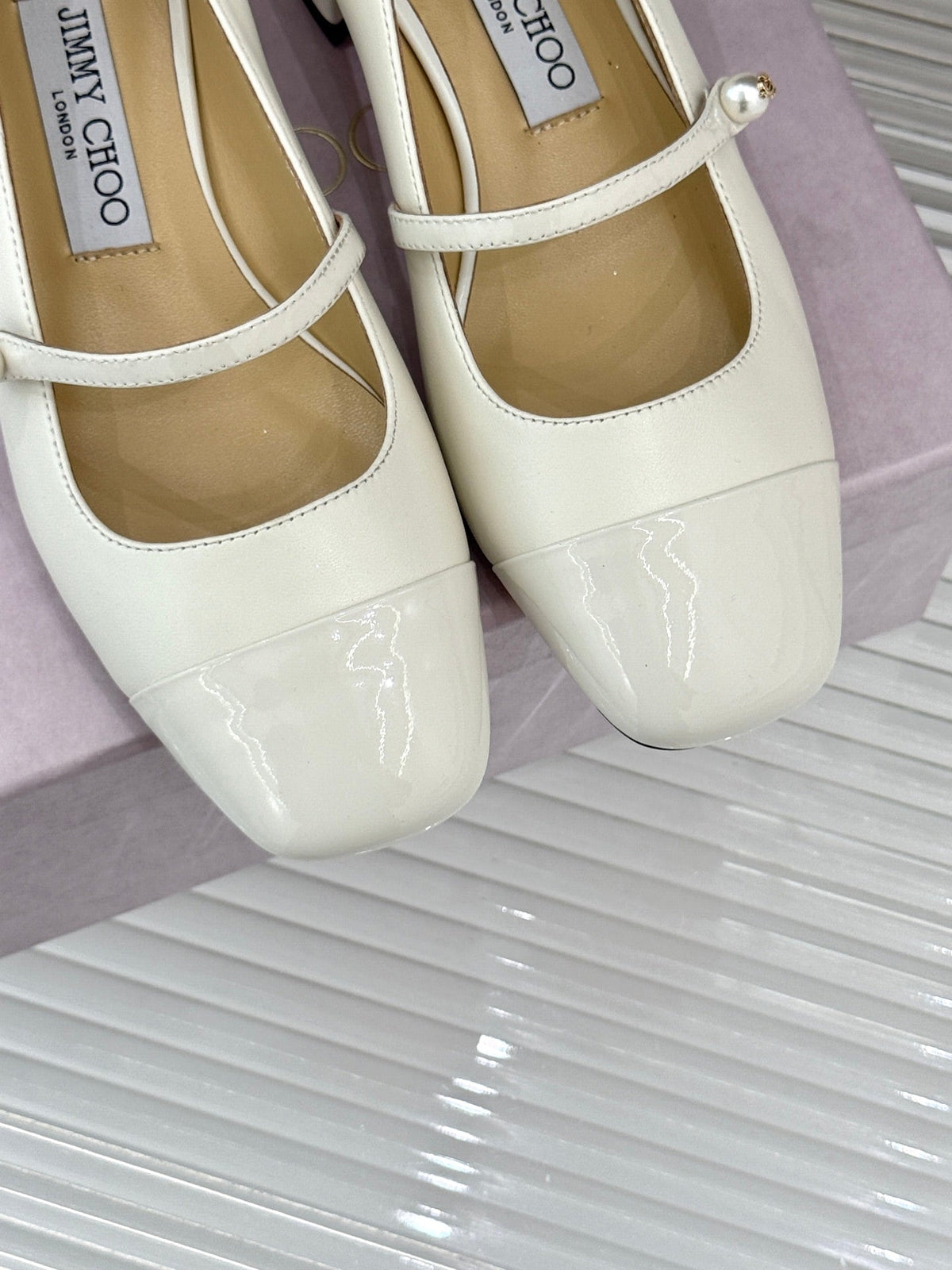 Jimmy Choo Color-block Pearl Mary Jane Heels – 25FW