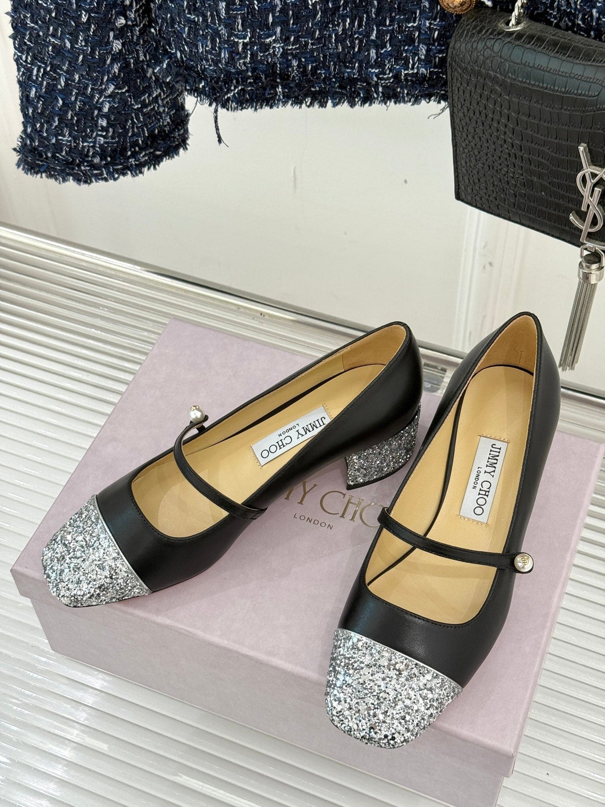 Jimmy Choo Color-block Pearl Mary Jane Heels – 25FW