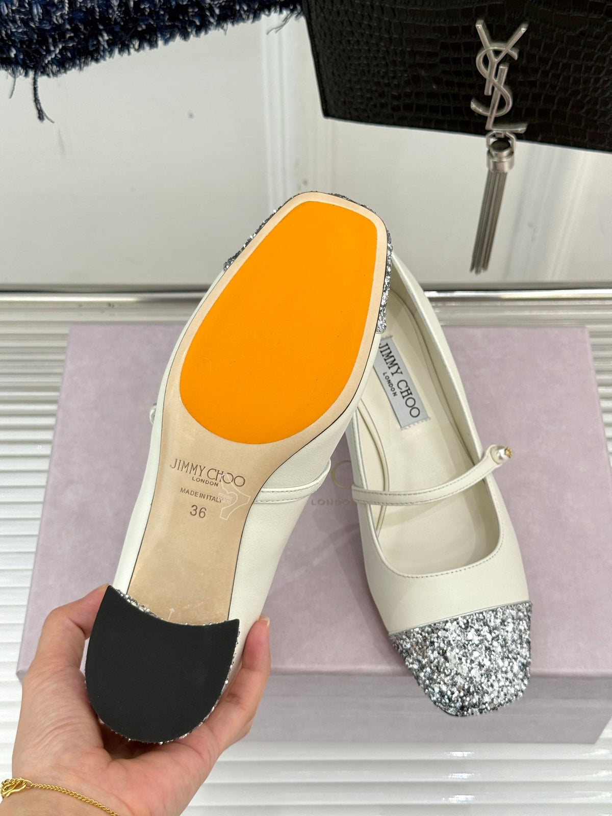 Jimmy Choo Color-block Pearl Mary Jane Heels – 25FW