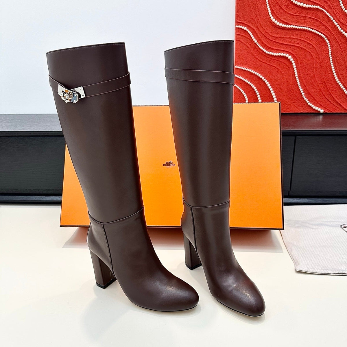 Hermès Kelly Buckle High Heel Knee-High Boots