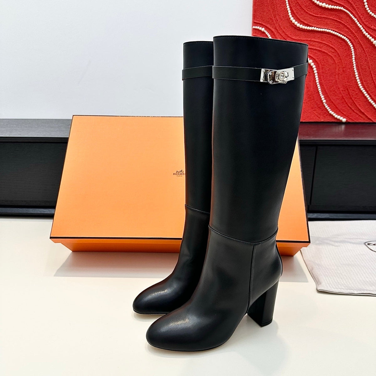 Hermès Kelly Buckle High Heel Knee-High Boots