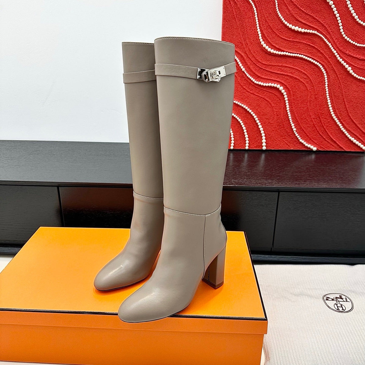 Hermès Kelly Buckle High Heel Knee-High Boots