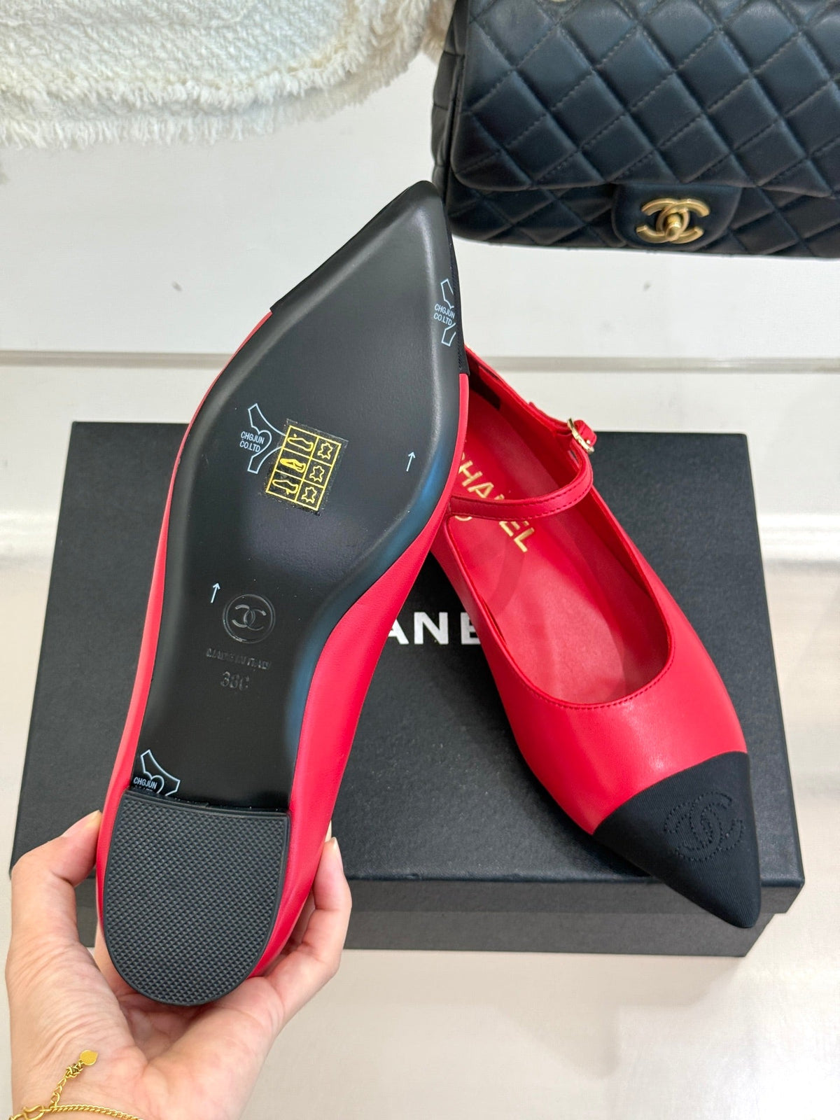 Chanel 25K Pointed Toe Mary Jane Flats