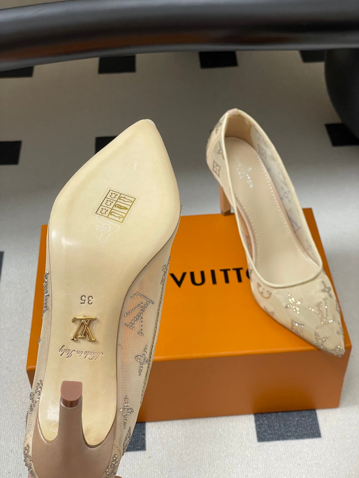 Louis Vuitton Gala Mesh Rhinestone High Heels – 25SS
