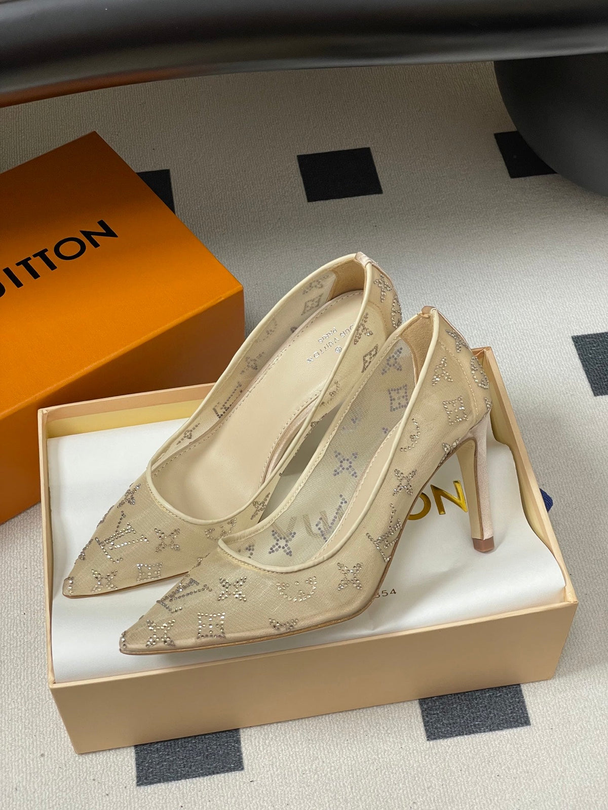 Louis Vuitton Gala Mesh Rhinestone High Heels – 25SS