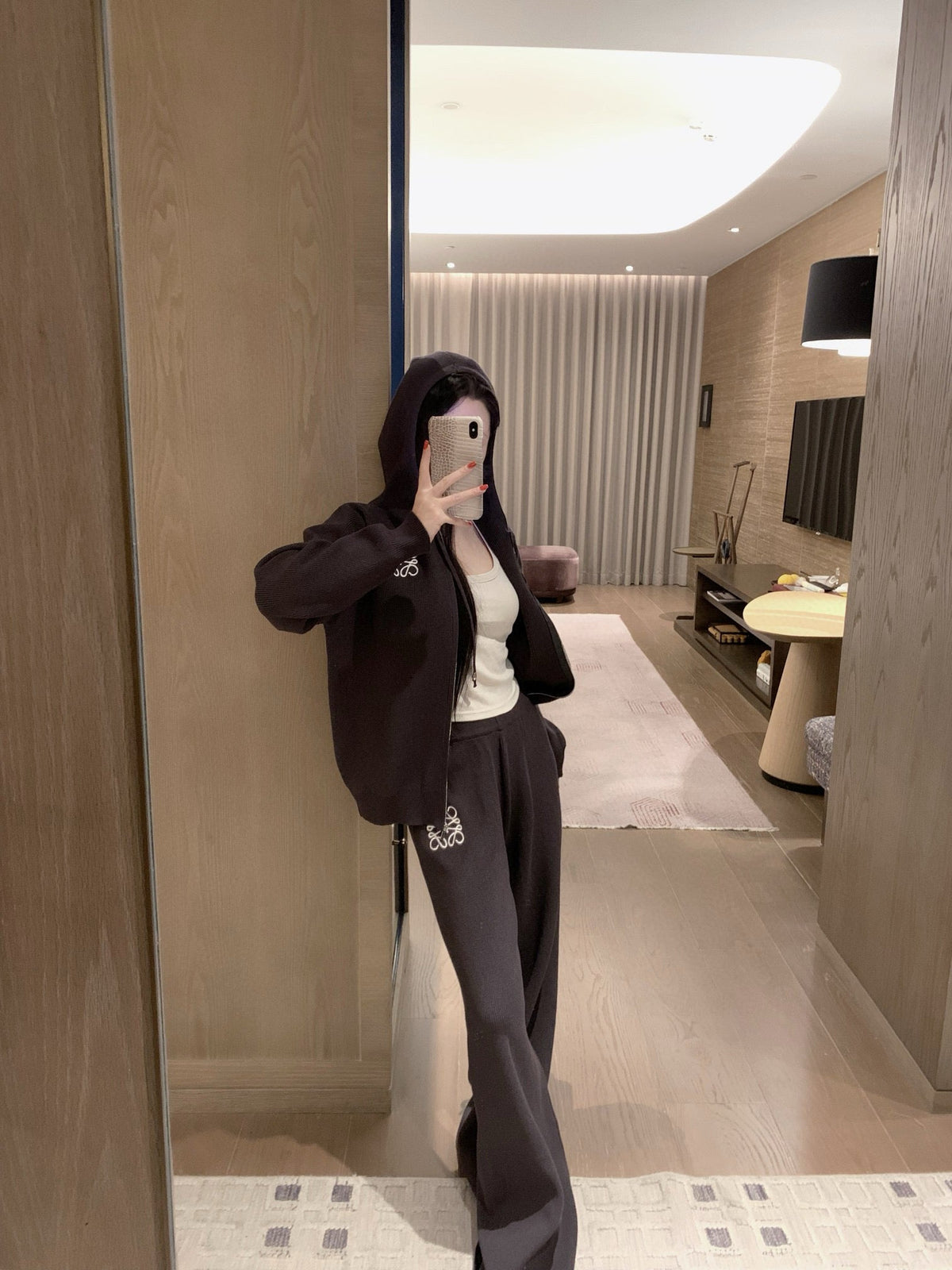 Loewe Classic Logo Embroidered Hooded Knit Set
