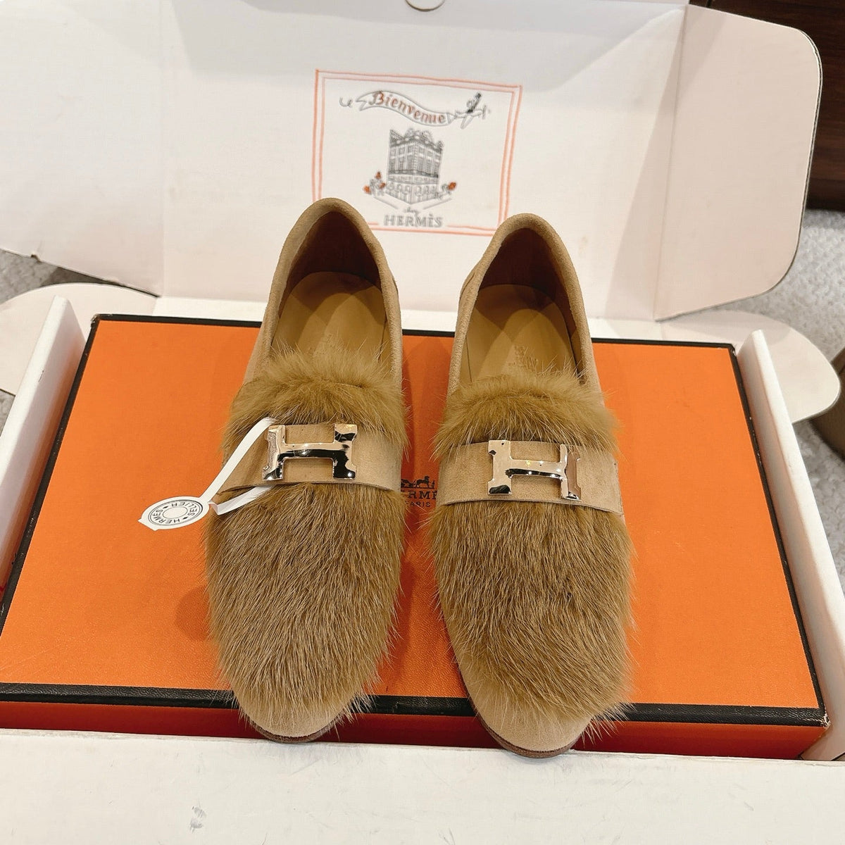 Hermès Mink Suede Loafers & Mules – Autumn/Winter Collection