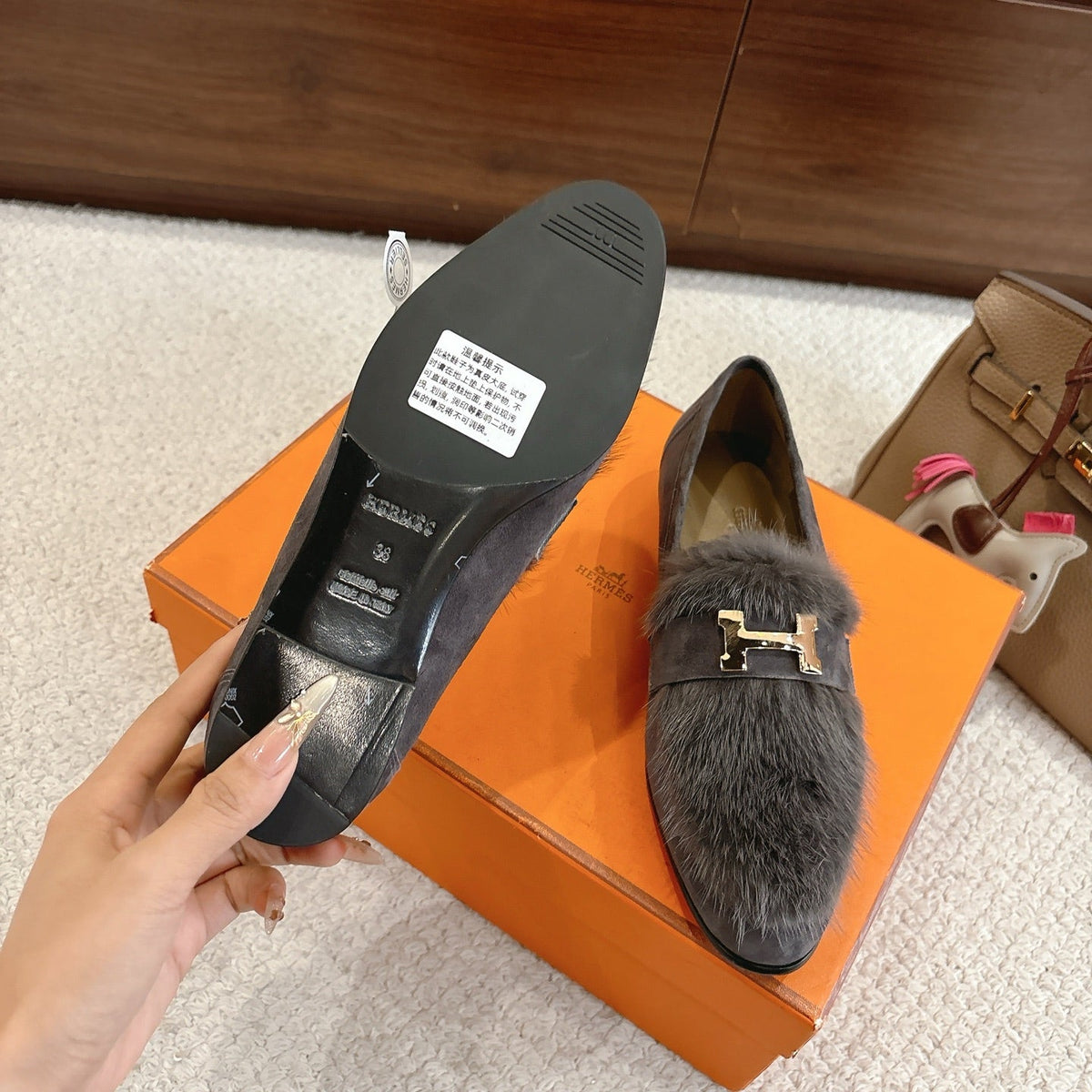 Hermès Mink Suede Loafers & Mules – Autumn/Winter Collection