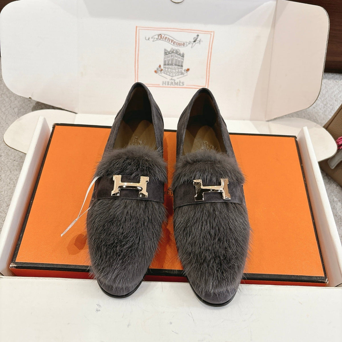 Hermès Mink Suede Loafers & Mules – Autumn/Winter Collection