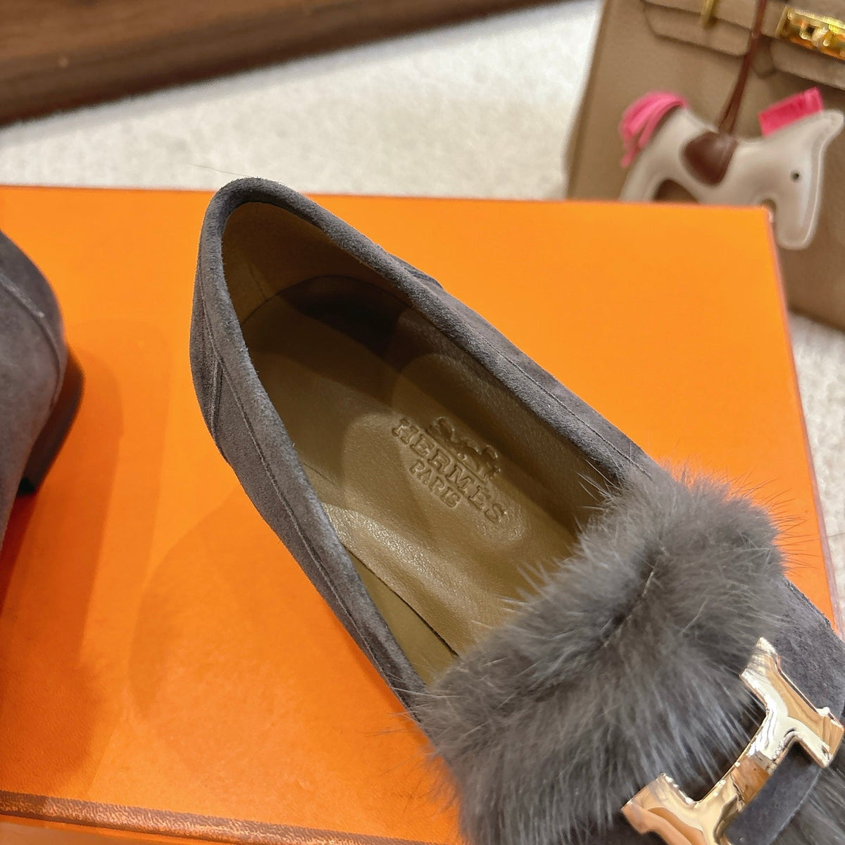 Hermès Mink Suede Loafers & Mules – Autumn/Winter Collection