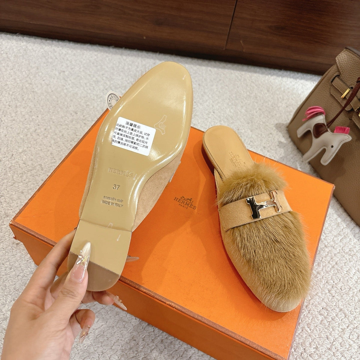 Hermès Mink Suede Loafers & Mules – Autumn/Winter Collection