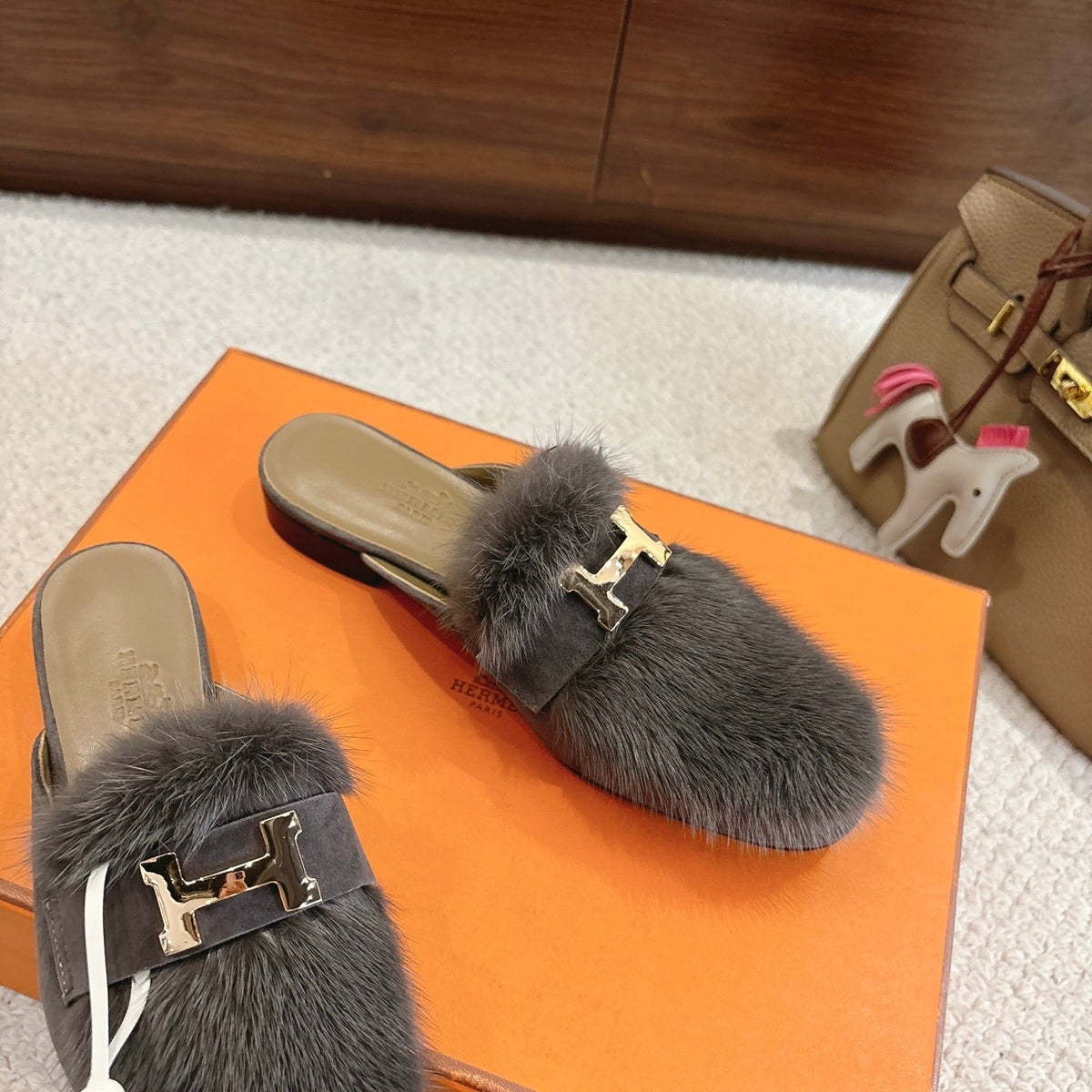 Hermès Mink Suede Loafers & Mules – Autumn/Winter Collection