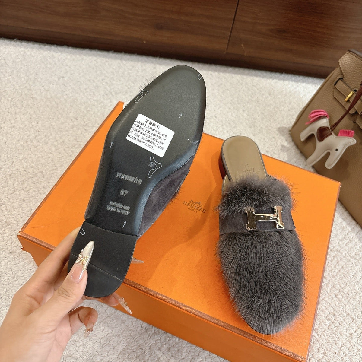 Hermès Mink Suede Loafers & Mules – Autumn/Winter Collection