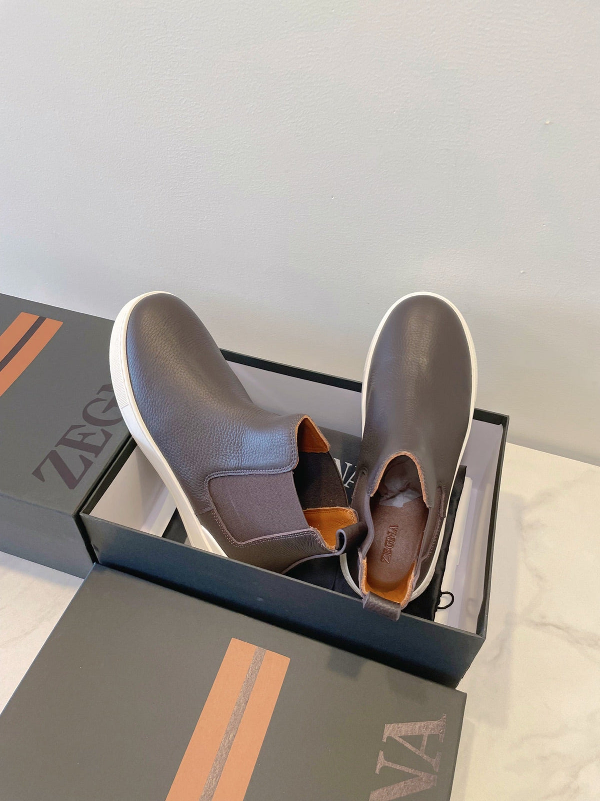 Zegna COUTURE Triple Stitch Leather Sneakers
