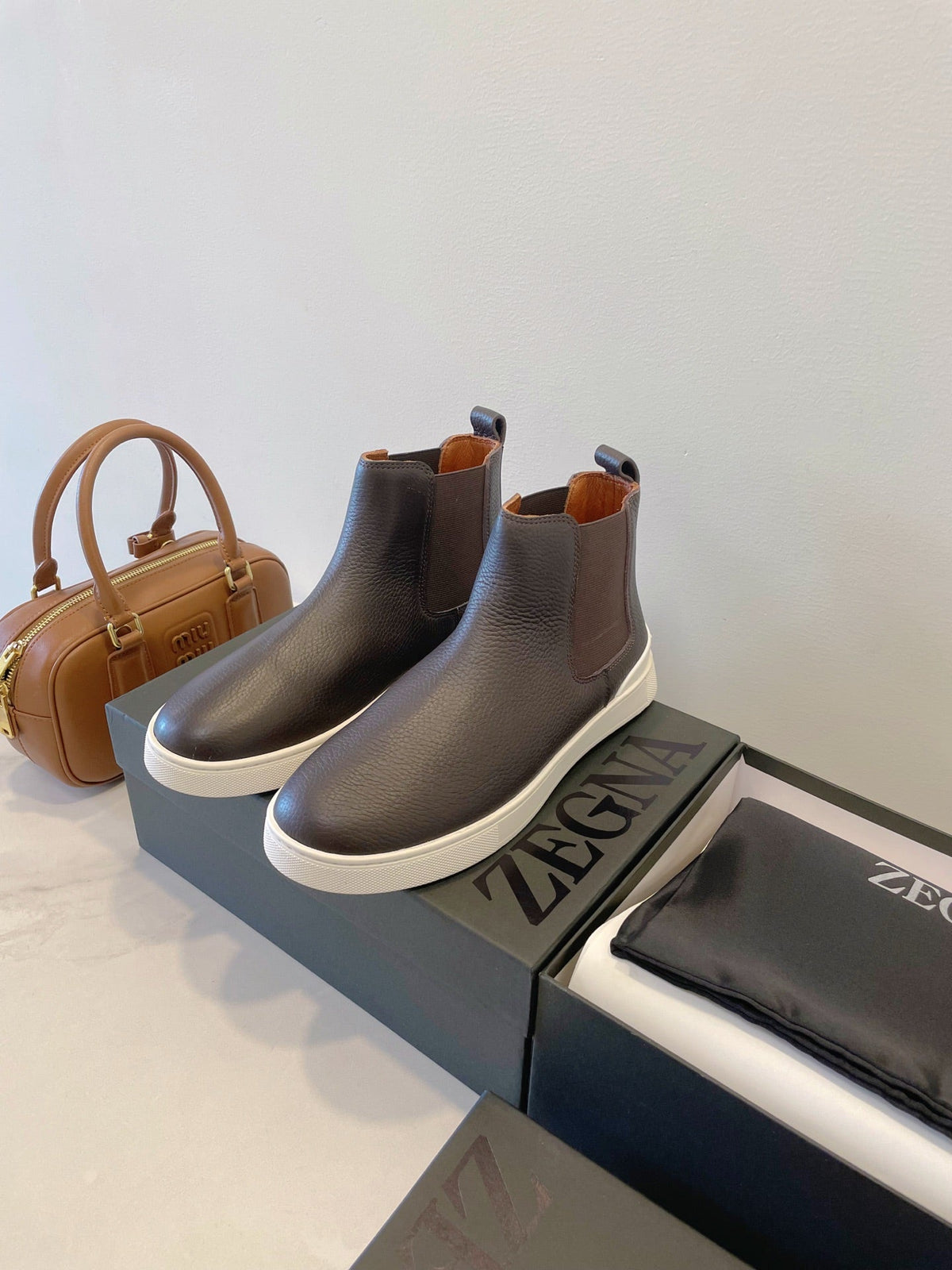 Zegna COUTURE Triple Stitch Leather Sneakers